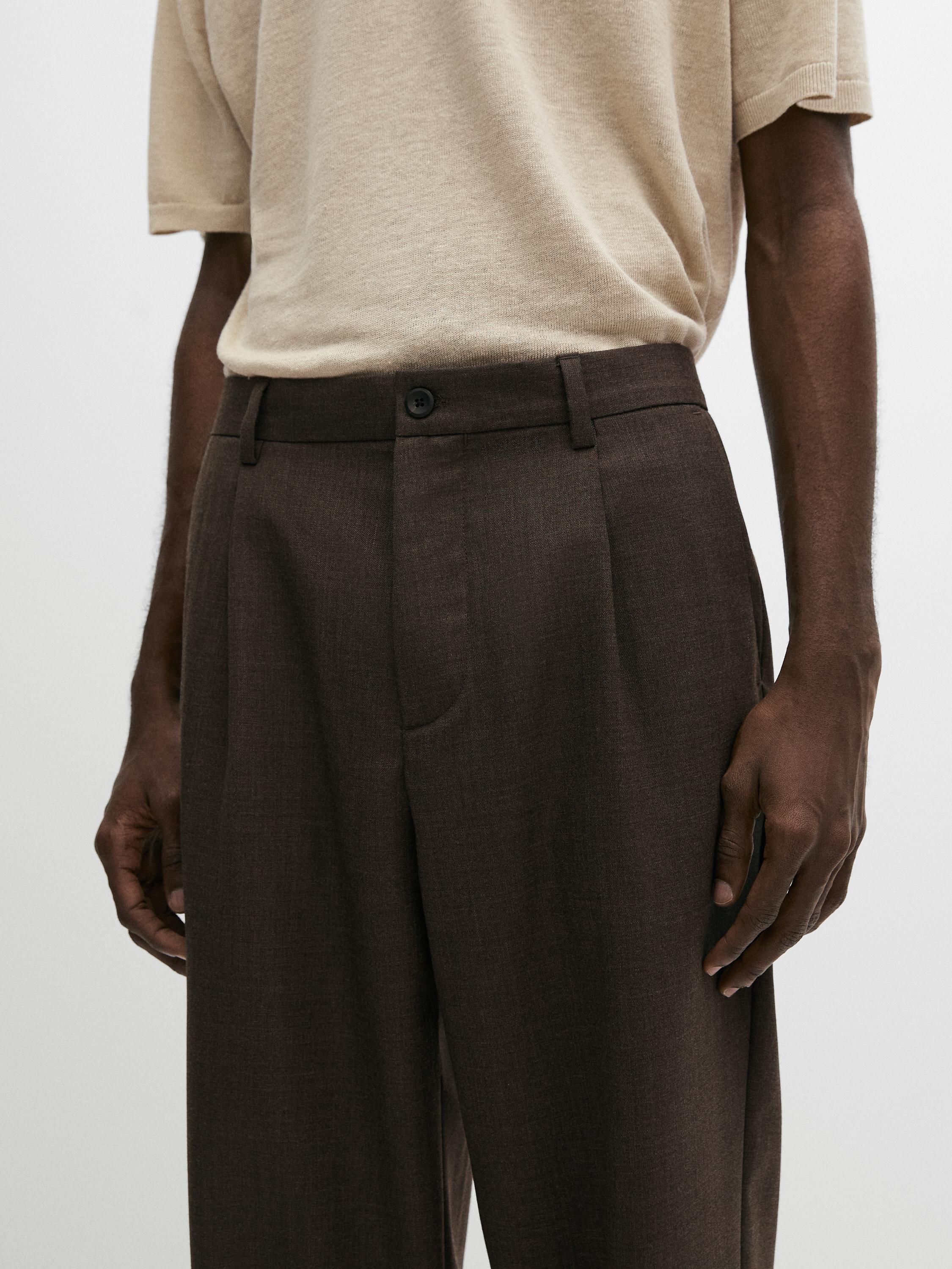 Pantalon à pinces en laine